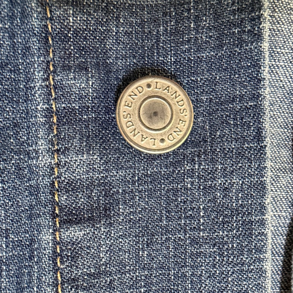 Lands End Womens XL 18-20 Denim Trucker Jacket Medium Wash Blue Cotton Classic - Picture 2 of 12